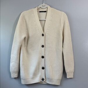 Monoprix Femme Cream Knit Cardigan – Size 2 (Fits Small / Oversized) Women’s